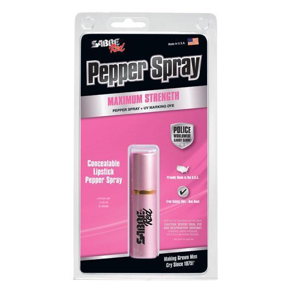 Aérosol lacrymogène Sabre Red format rouge à lèvre discret portée 3 m 22 g
