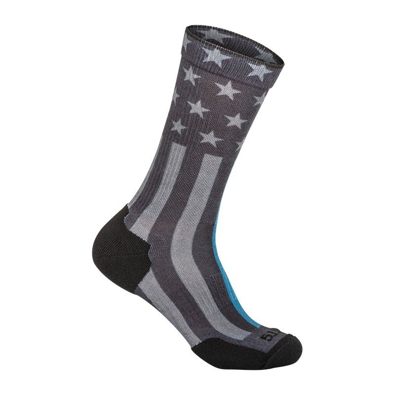 Chaussettes Crew Thin Blue Line 5.11 Tactical rembourrées compression du talon