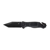 Couteau pliant de secours Ares Black Rescue manche G10 coupe-sangle et brise-vitre