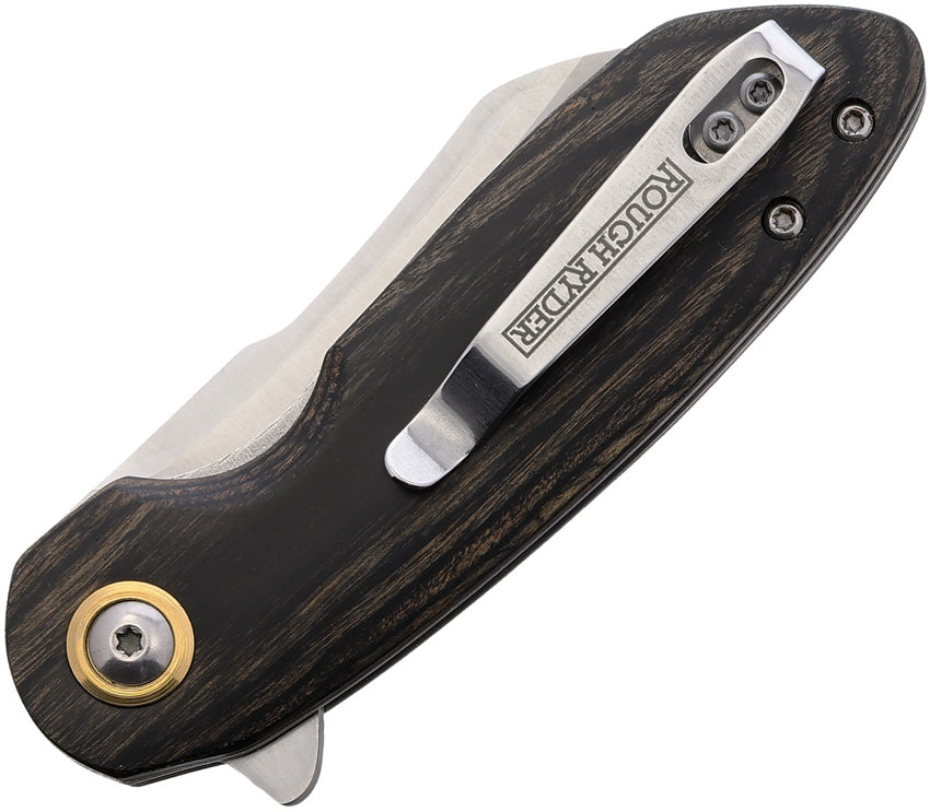 Couteau pliant Rough Rider Bullfrog lame 70 mm manche pakkawood avec clip de poche