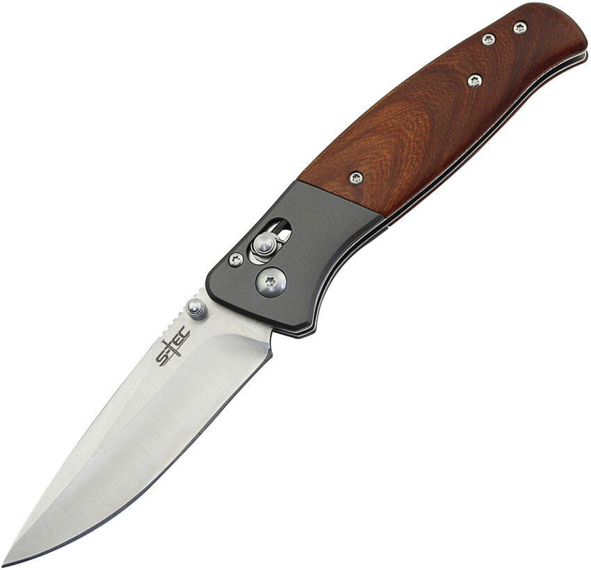 Couteau pliant S-TEC TS042 acier 3Cr13 lame 89 mm manche bois avec clip de poche