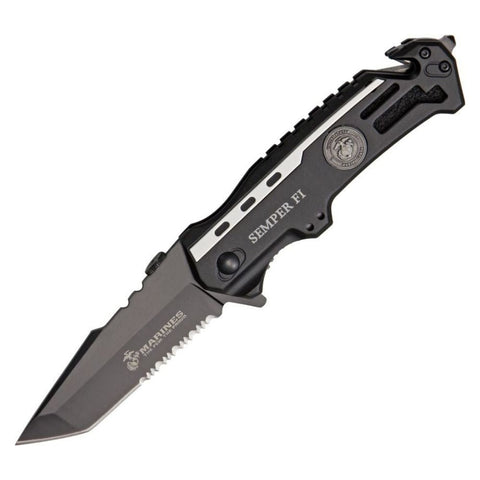 Couteau pliant US Marine Corps Rescue 1002 lame tanto 83 mm coupe-ceinture brise-vitre