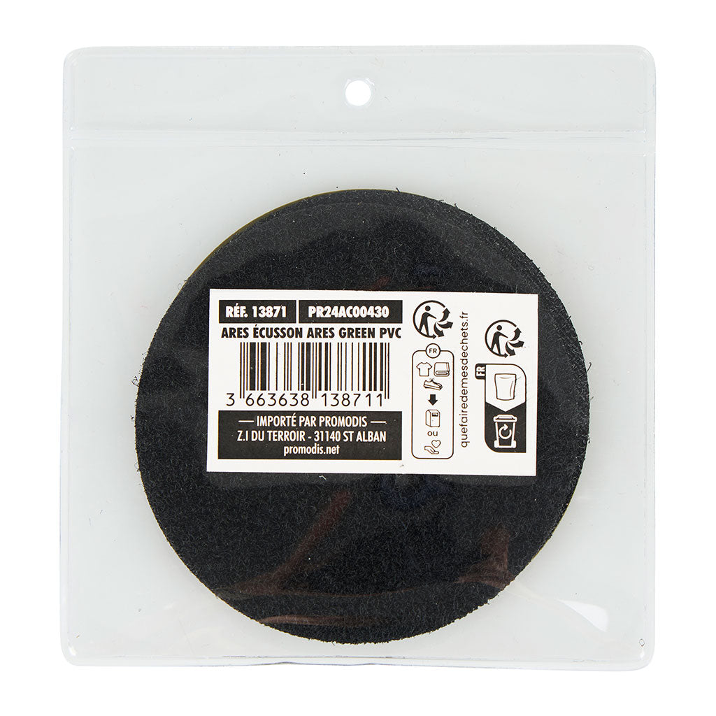 Écusson rond Ares en PVC souple moulé de 8 cm de diamètre à dos auto-agrippant