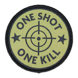 Écusson rond tissé Ares One Shot One Kill 8 cm de diamètre à dos auto-agrippant
