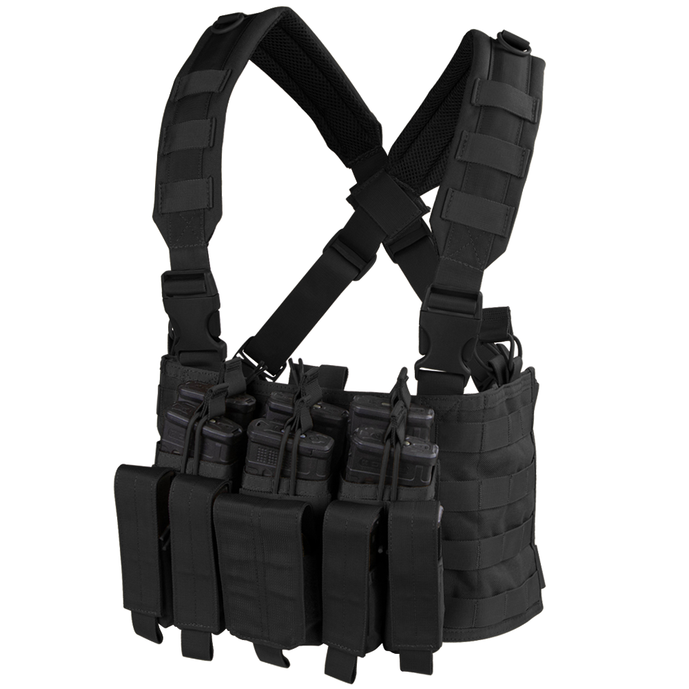 Gilet chest rig Condor Recon six chargeurs fusil et six chargeurs de pistolet