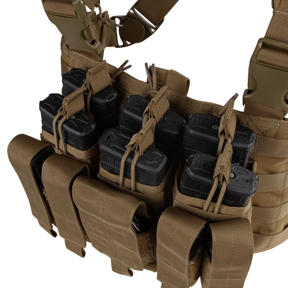 Gilet chest rig Condor Recon six chargeurs fusil et six chargeurs de pistolet