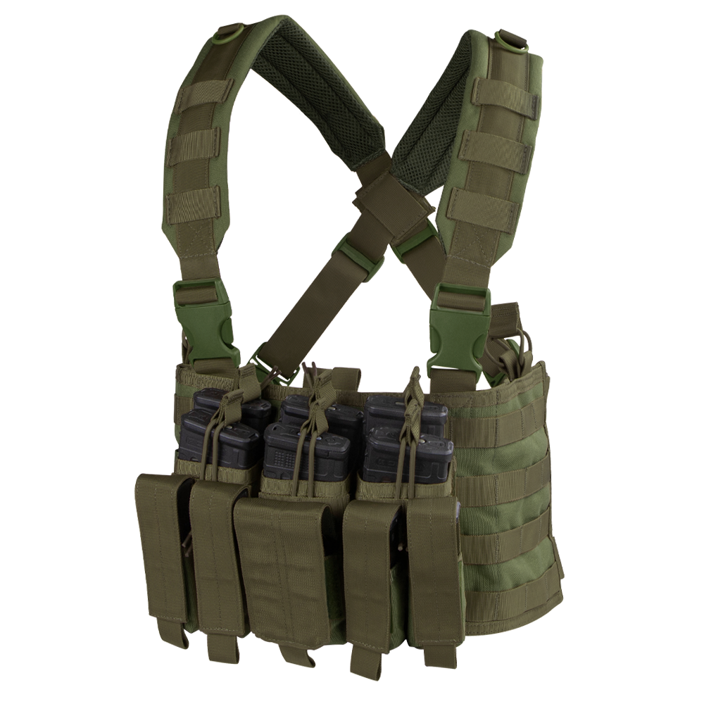 Gilet chest rig Condor Recon six chargeurs fusil et six chargeurs de pistolet