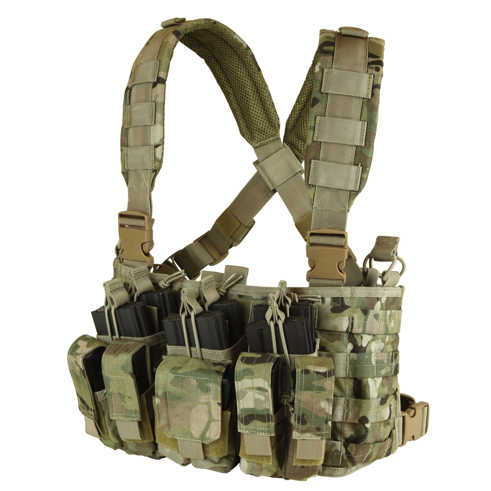 Gilet chest rig Condor Recon six chargeurs fusil et six chargeurs de pistolet