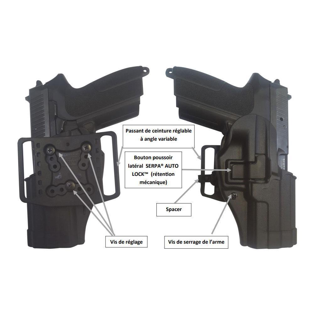 Holster rigide Blackhawk SERPA CQC niveau 2 à rétention Auto-Lock pour Beretta 92/96/M9