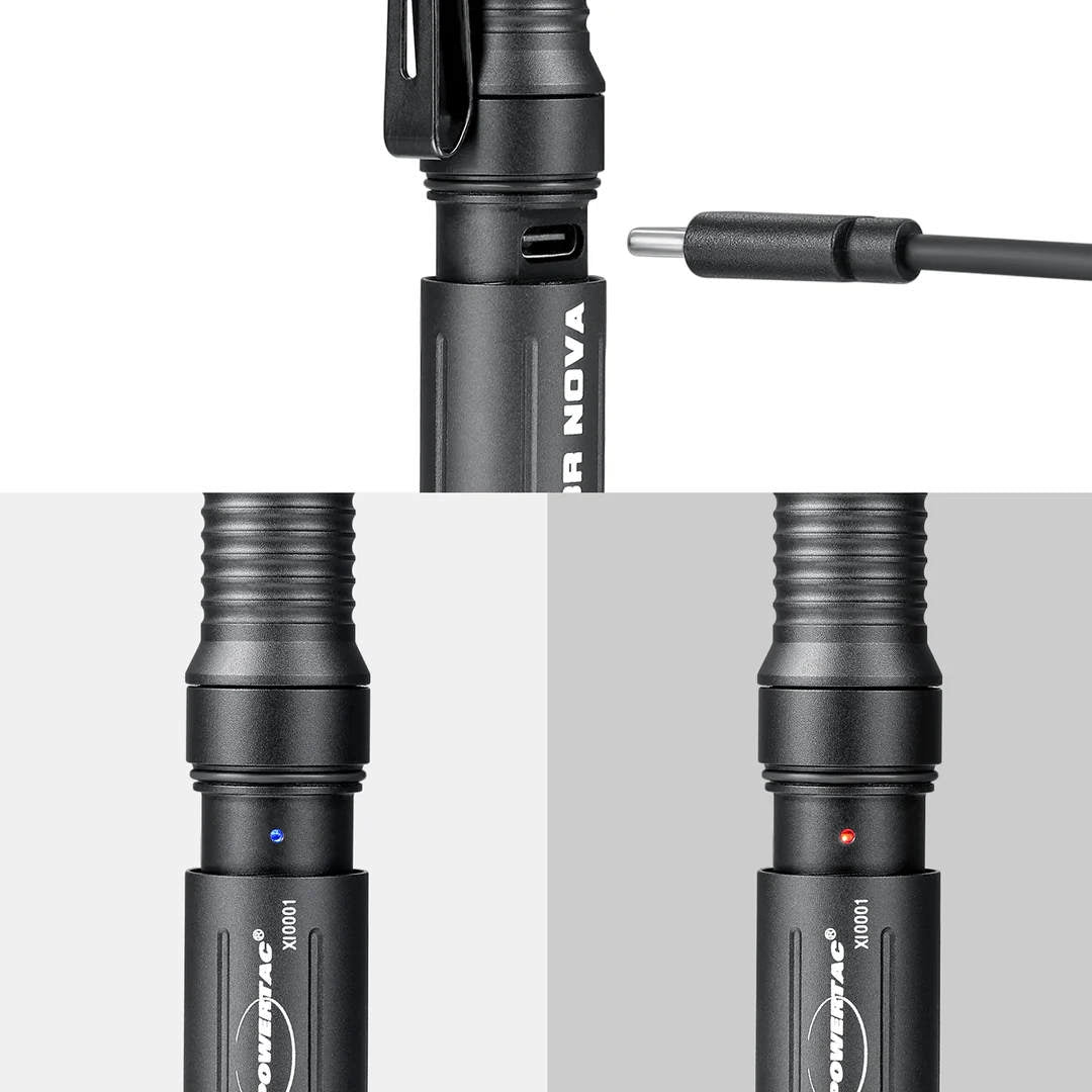 Lampe torche Powertac E3R Nova 820 lumens rechargeable en USB-C pour 36 grammes