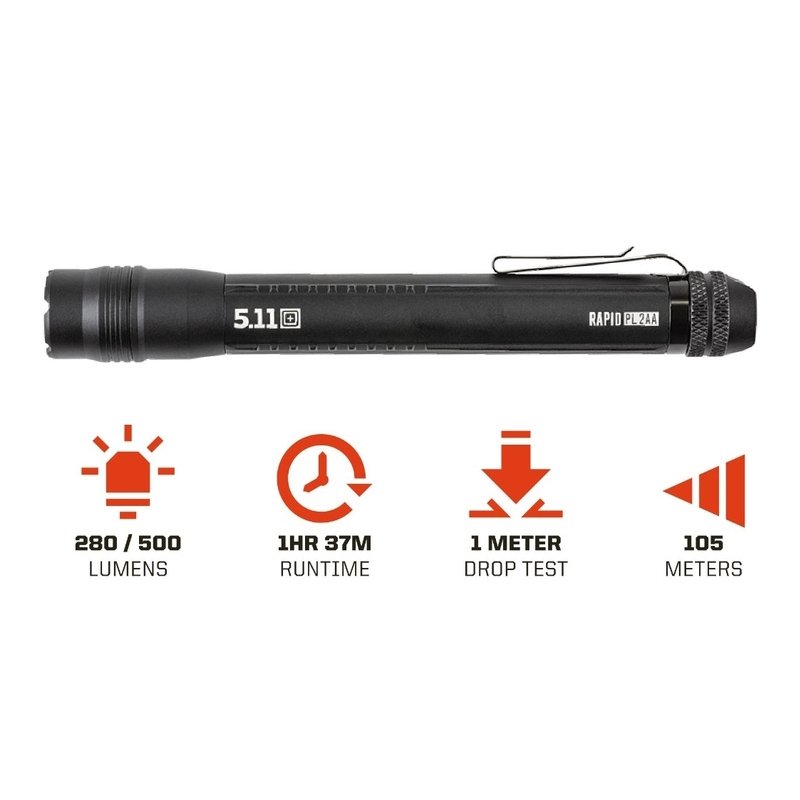 Lampe torche Rapid PL 2AA 5.11 Tactical aluminium aéronautique 500 lumens IP68