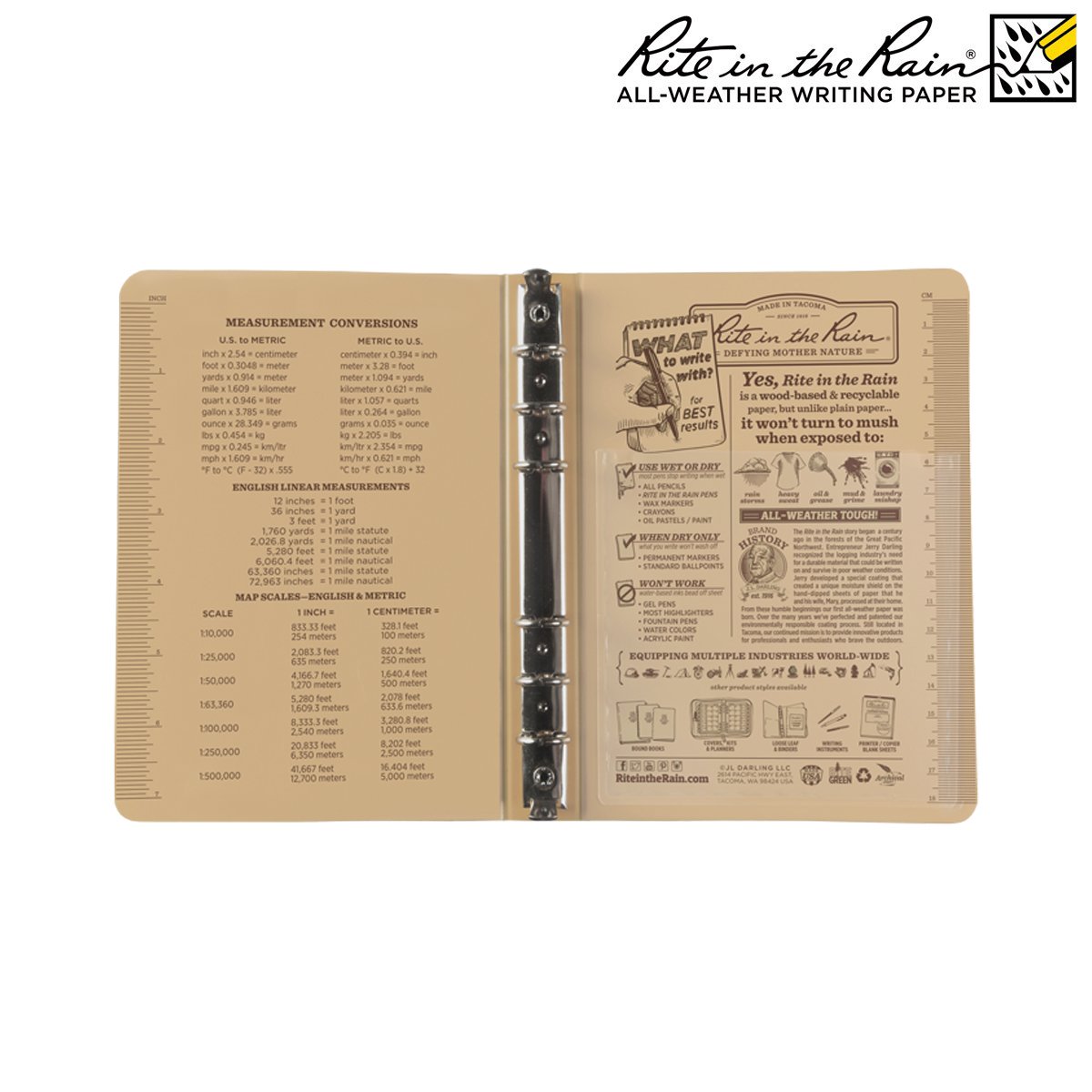 Classeur six anneaux Rite In The Rain en Polydura 14,3 × 20 cm pour feuilles 12 × 18 cm