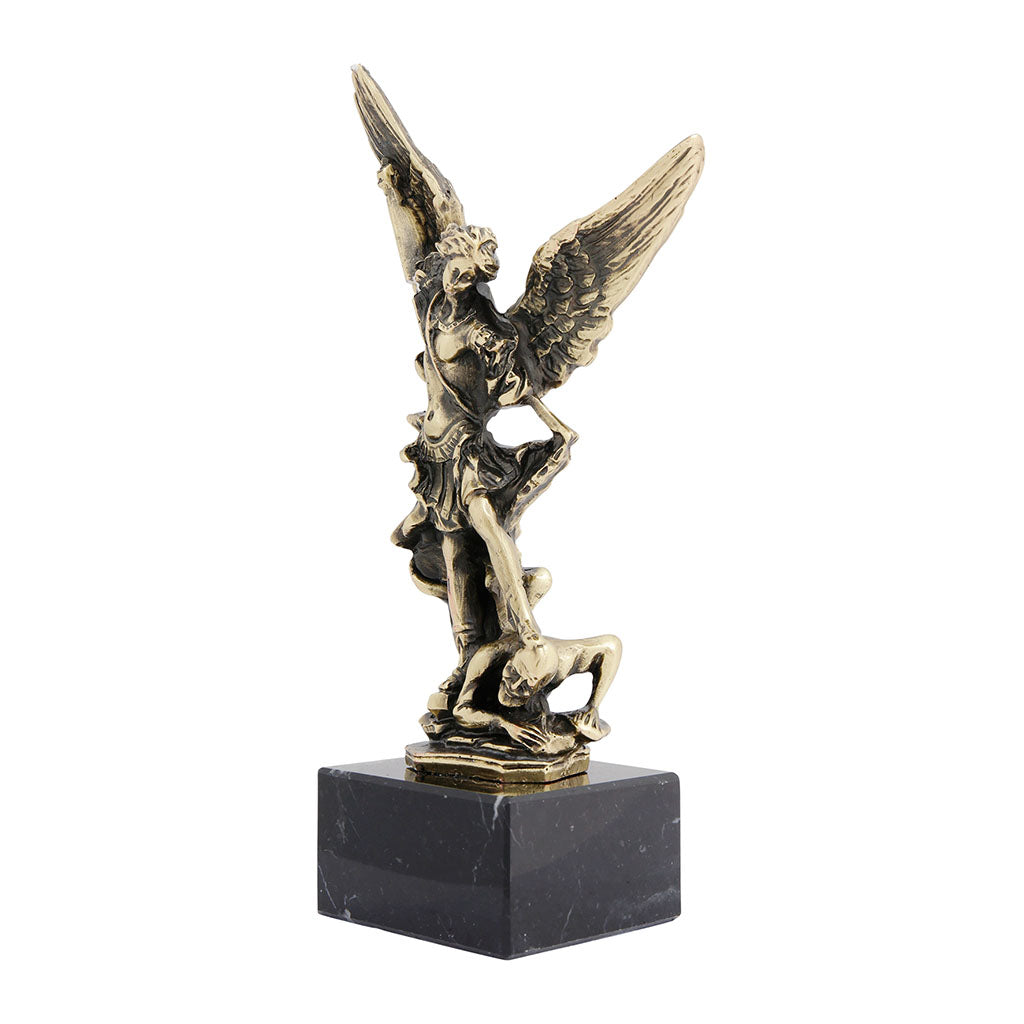 Statue Saint Michel Ares modèle PM en résine injectée avec socle en marbre