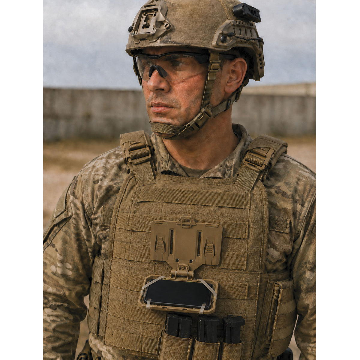Support de téléphone Opex à attaches MOLLE ouverture 175° pour écran 7 pouces