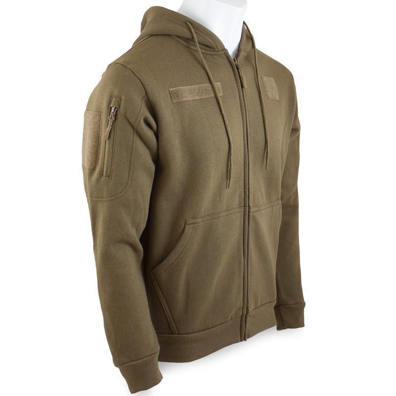 Sweat à capuche Mil-Tec Tactical en coton-polyester avec poches bras et fermeture éclair frontale