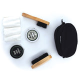 Trousse de cirage chaussures cuir 2 cirages de 32 g et 2 brosses en étui Nylon