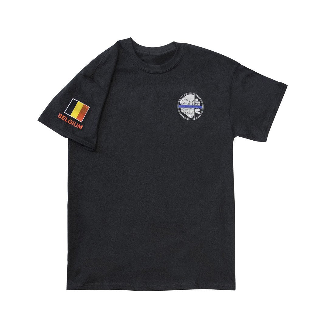 Tee-shirt imprimé ASP 100 % coton col et épaules rubanés coutures double aiguille