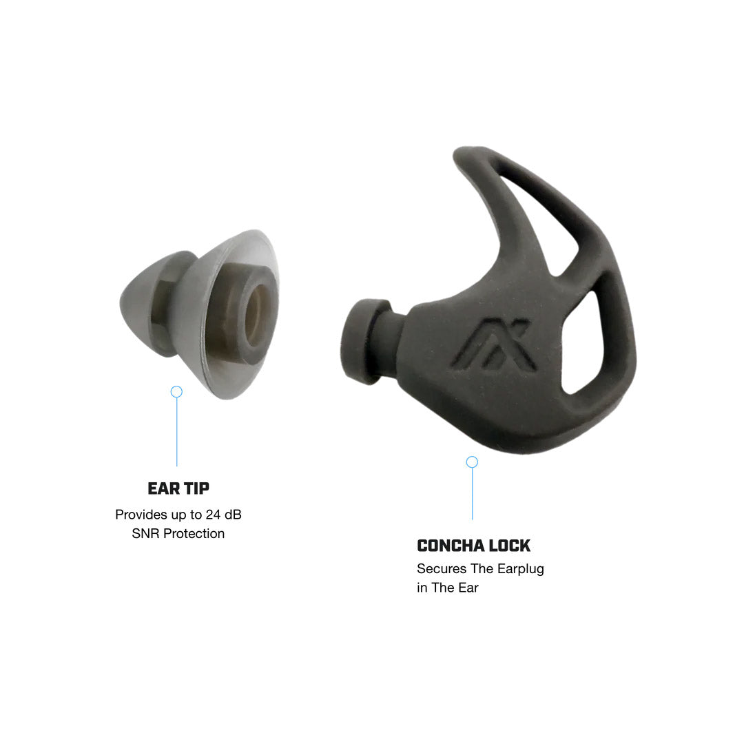 Bouchons d'oreilles AXIL X20 protection SNR 24 dB avec étui rigide et cinq paires d'embouts