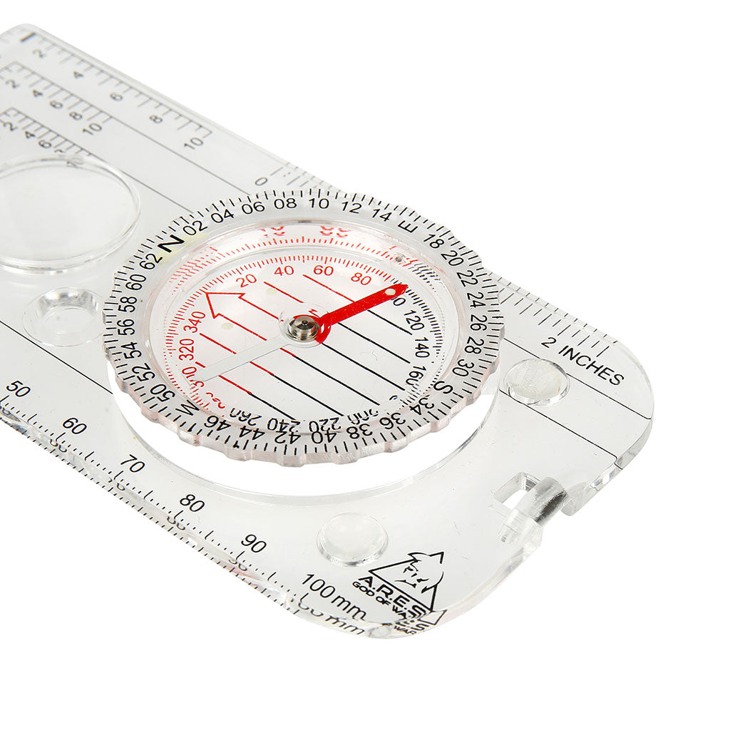Boussole Ares TREX à bain d'huile avec loupe 24 mm et graduations 6400 millièmes