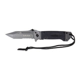 Couteau pliant Ares Baroud lame semi-crantée de 11 cm avec dragonne et étui ceinture