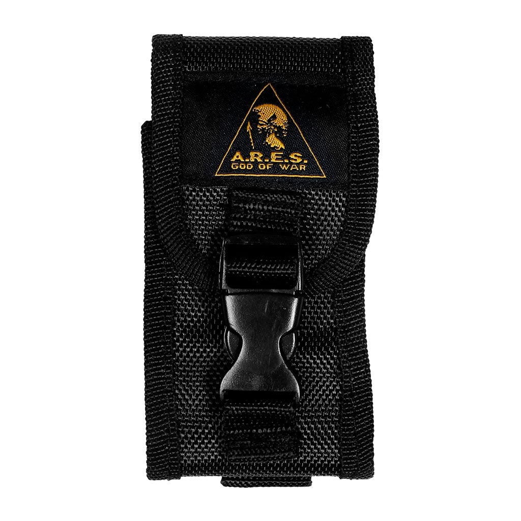 Couteau pliant Ares Gun Steel manche métal 19 cm déplié clip de ceinture et étui nylon