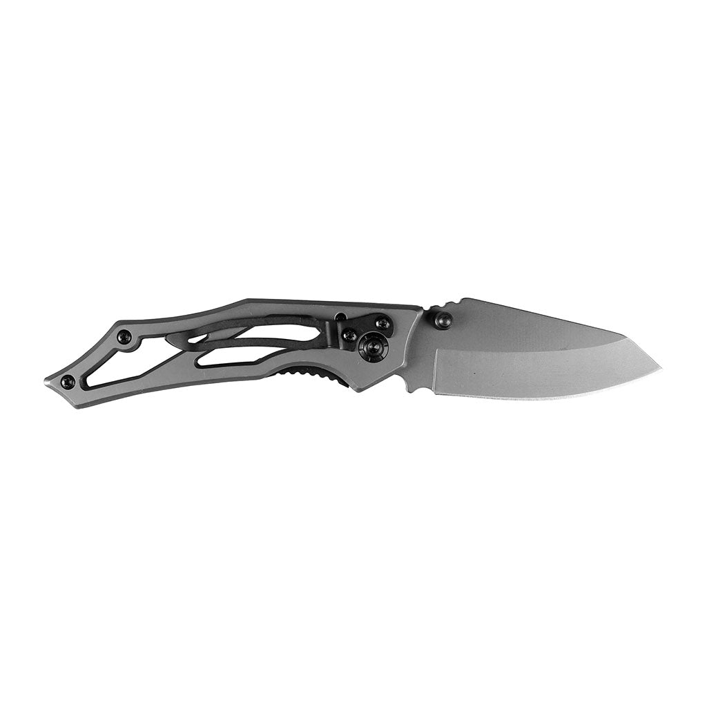 Couteau pliant Ares Mini Dague lame de 8 cm manche métal ajouré avec étui de ceinture