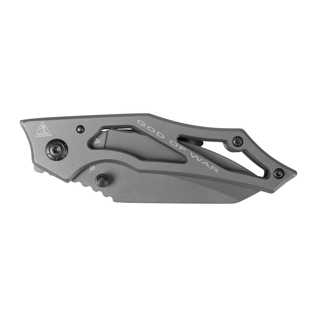 Couteau pliant Ares Mini Dague lame de 8 cm manche métal ajouré avec étui de ceinture