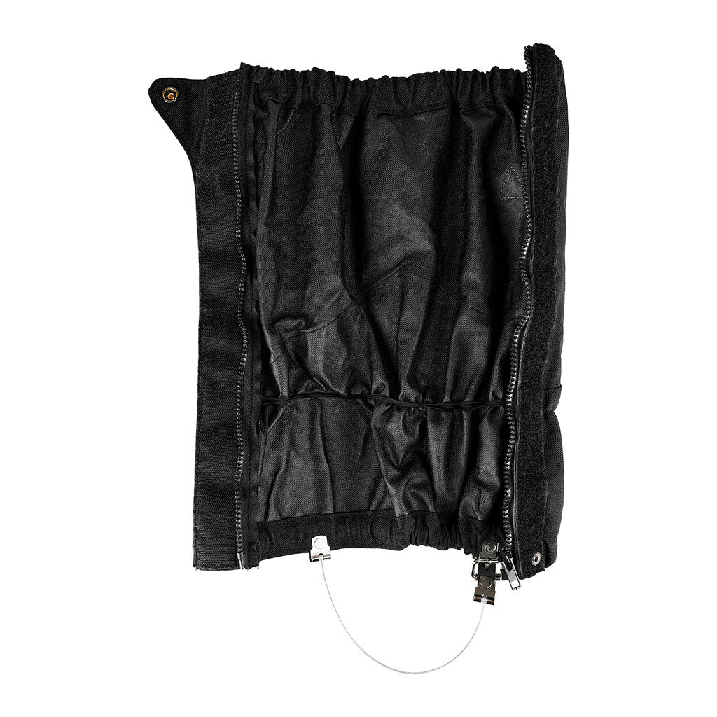 Guêtres Ares à câble de réglage en acier crochet de lacet et fermeture à glissière
