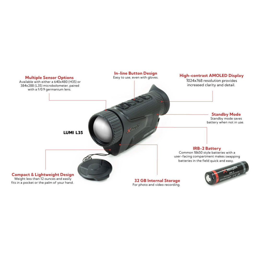 Monoculaire thermique Nocpix LUMI H35 capteur 640 × 512 px objectif 35 mm germanium F0.9