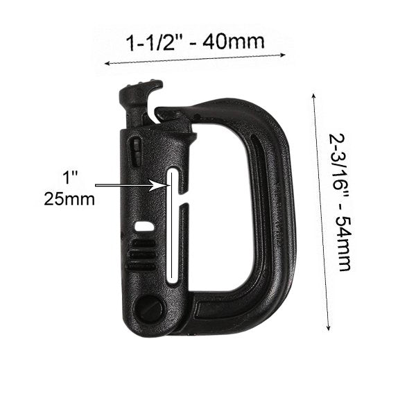 Mousqueton ITW Nexus GrimLoc en polymère 54 x 40 mm pour sangle de 25 mm