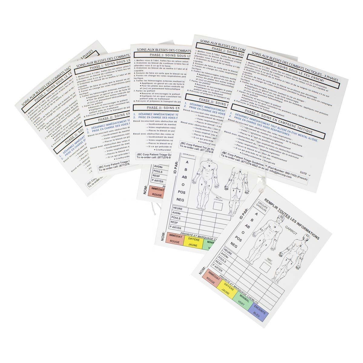 Lot de triage TCCC JBC Corporation 10 documents sur papier étanche sans marqueurs