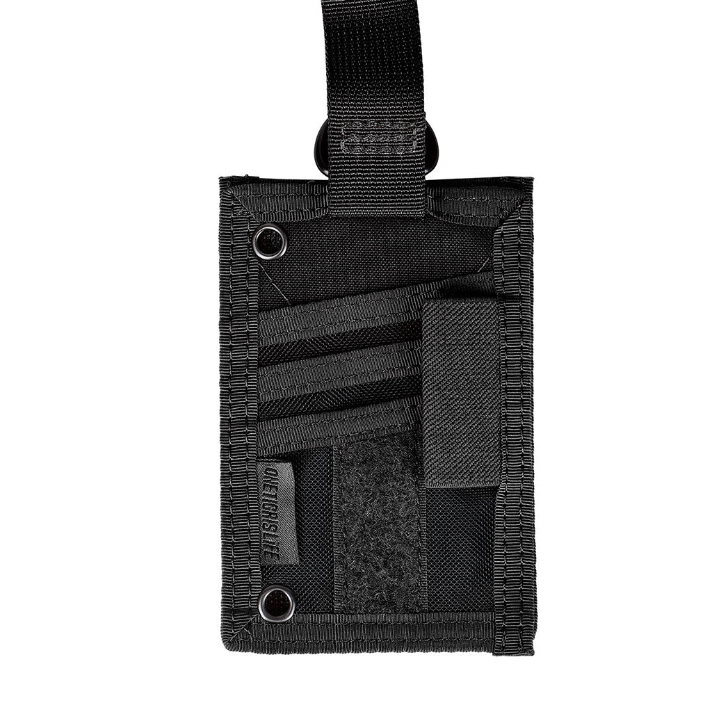 Porte-badge Ares en nylon 1000D à trois compartiments et lanière tour de cou détachable