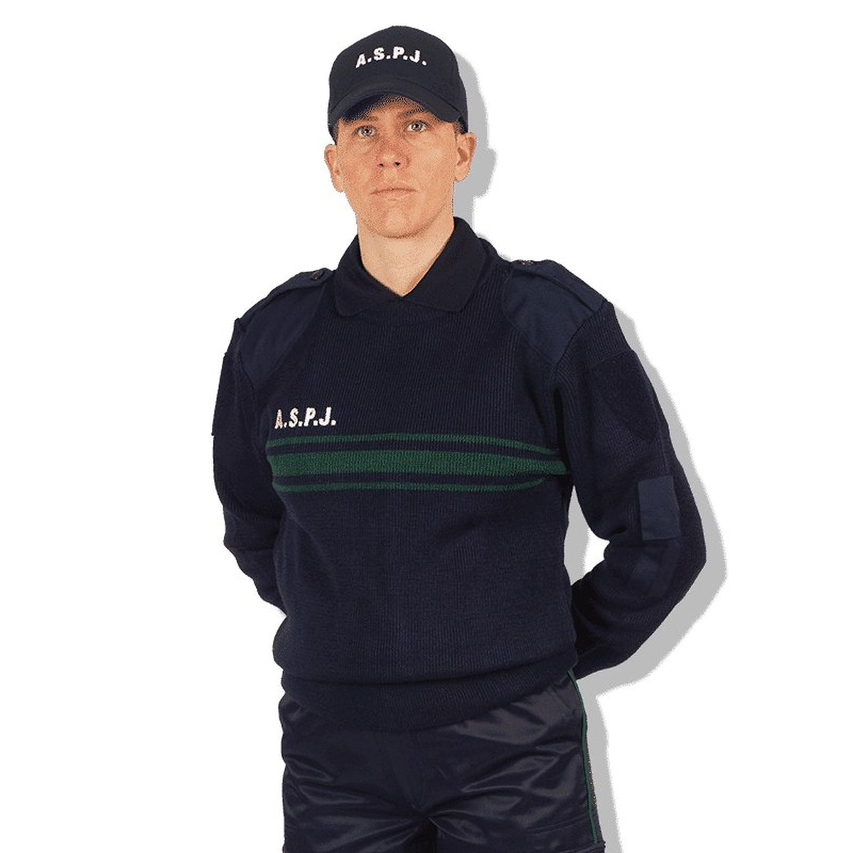 Pull de service col rond GK Professional renforts épaules et coudes poche stylos
