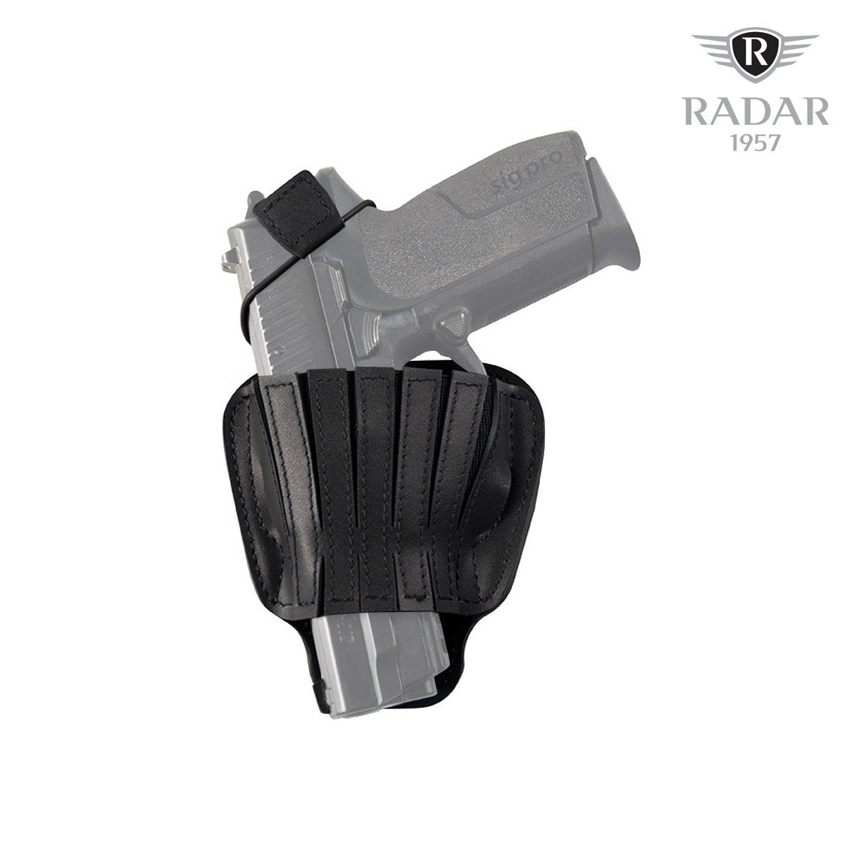 Ceinture holster Radar 1957 élastique 85 cm bande 10 cm avec étui semi-rigide