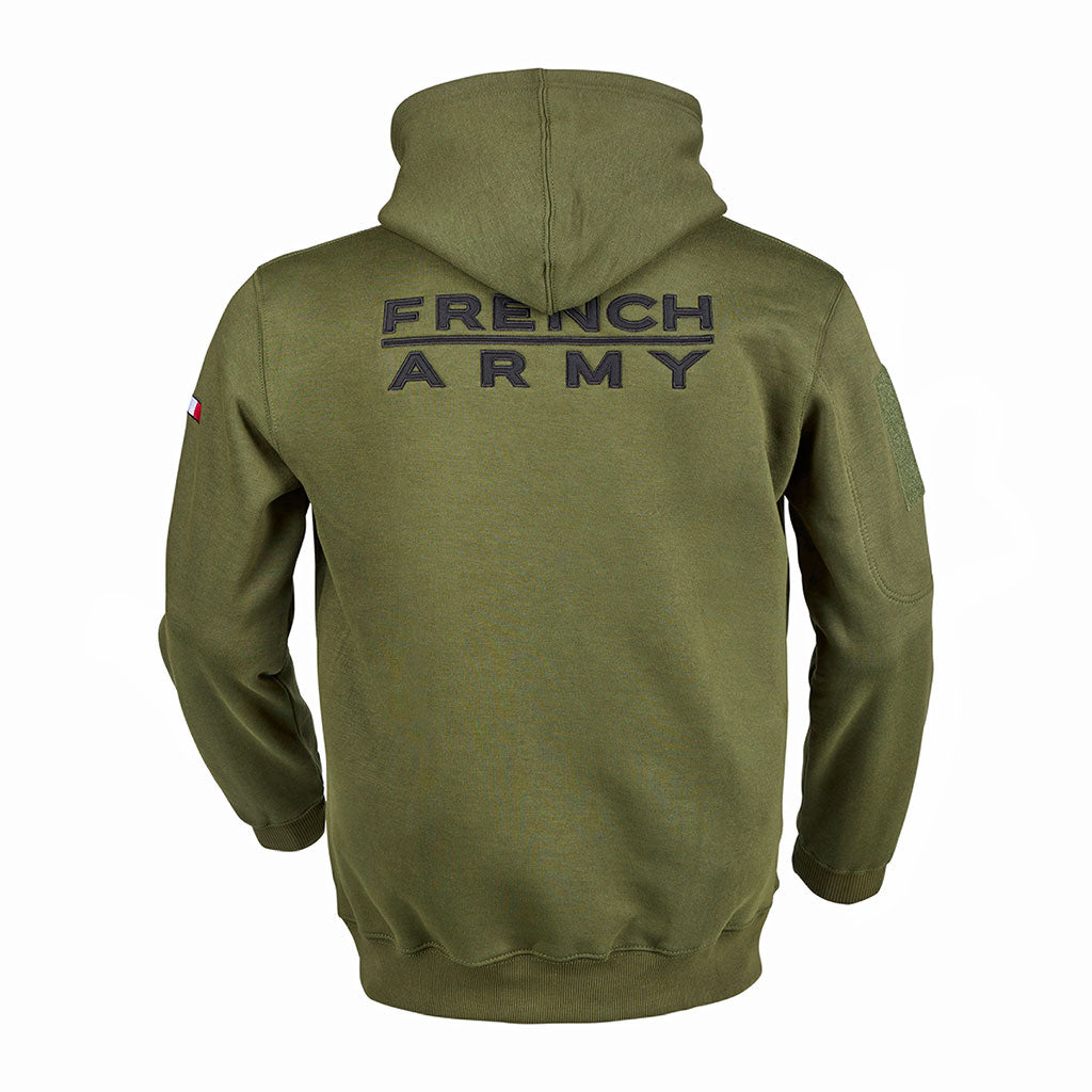 Sweat à capuche Ares polycoton 350 g/m² brodé FRENCH ARMY poche à glissière