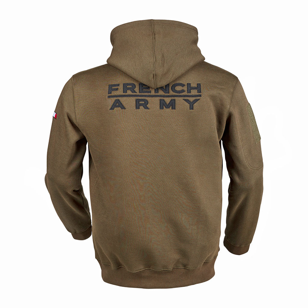 Sweat à capuche Ares polycoton 350 g/m² brodé FRENCH ARMY poche à glissière