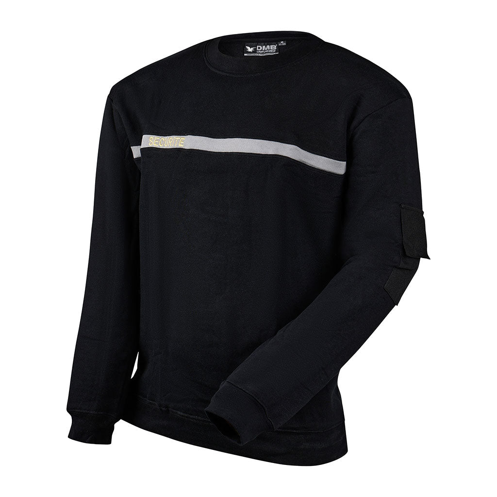 Sweat-shirt Ares col rond sérigraphié SECURITE en une couleur face et dos