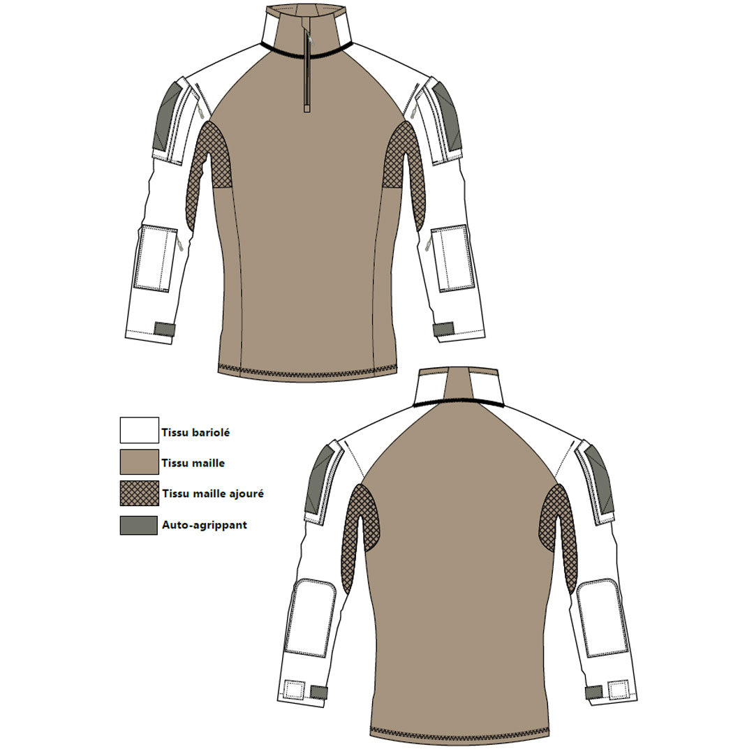 Chemise de combat UBAS Vigilant manches miniripstop polycoton 50/50 et coudes renforcés