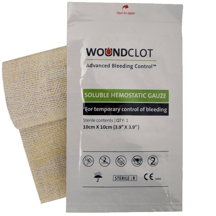 Pansement hémostatique WoundClot Trauma 10 x 10 cm classe IIb sans contre-pression