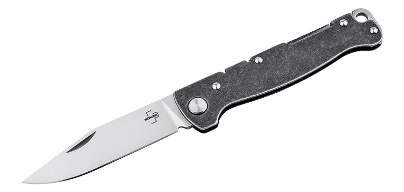 Couteau pliant Boker Plus Atlas Backlock Clippoint acier D2 lame 74 mm