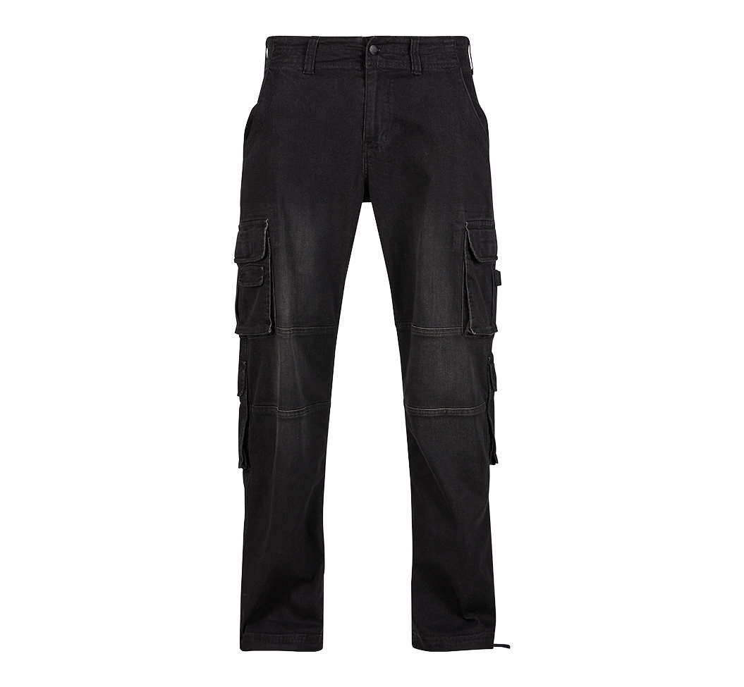 Pantalon cargo Brandit Denim coton-polyester huit poches rapportées et bas à cordon