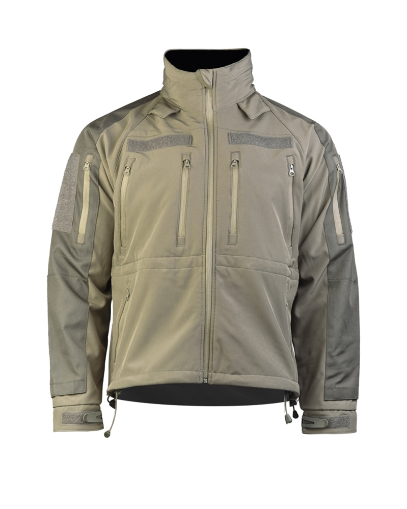 Veste softshell Mil-Tec Tactical Plus laminé trois couches colonne 8000 mm avec boucles pouces et compartiments protection