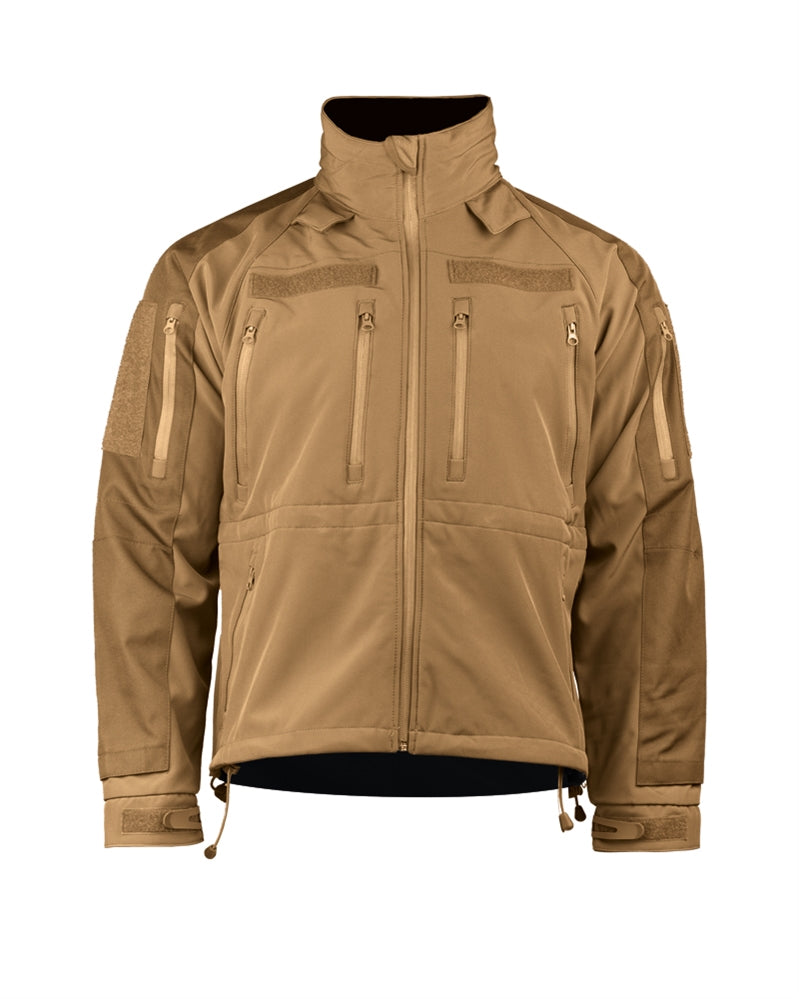 Veste softshell Mil-Tec Tactical Plus laminé trois couches colonne 8000 mm avec boucles pouces et compartiments protection