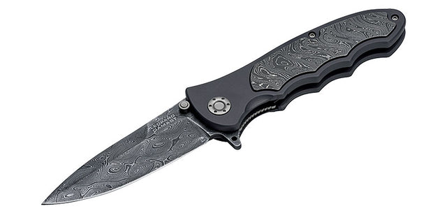 Couteau pliant Boker Leopard-Damascus III Collection acier Damas lame 97 mm