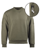Sweat tactique Mil-Tec col rond en coton-polyester avec deux poches bras supérieur et passage écouteurs