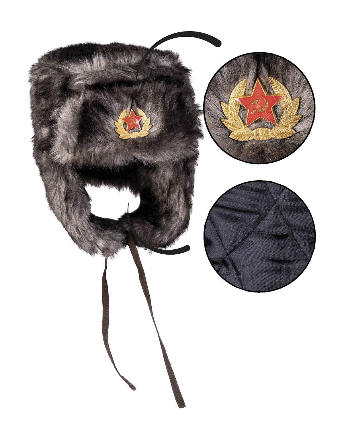 Bonnet chapka type russe Mil-Tec en acrylique doublé polyester avec liens de menton