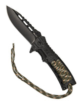 Couteau pliant Mil-Tec One-Hand Paracord lame 10 cm 3Cr13 avec firesteel et sifflet