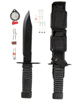 Couteau de survie Mil-Tec Special Forces lame inox 18,5 cm avec boussole et kit de pêche