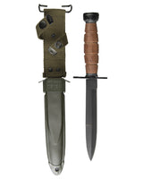 Baïonnette type US M4 Mil-Tec lame acier 420 de 16 cm poignée cuir avec fourreau M8A1
