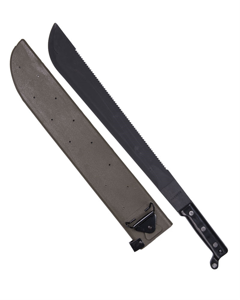 Machette-scie type US Mil-Tec en acier au carbone lame 45,5 cm avec fourreau rigide